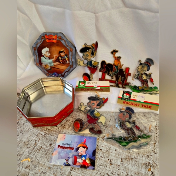 Disney Other - Pinocchio Lot Ornaments Made To Look Like Stained Glass Vintage